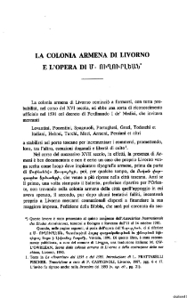 La Colonia Armena di Livorno E L'Opera di Մ․ Ուղուրլեան