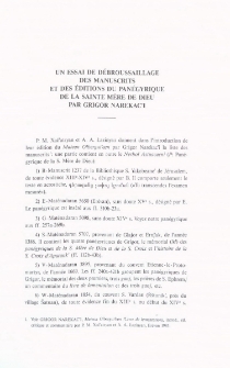 Un essai de débroussaillage des manuscrits et des editions du panégyrique de la sainte Mére de Dieu par Grigor Narekac'i