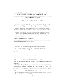 Non-existence of global solutions for a fractional integro-differential problem with a convolution kernel