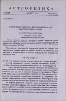 Зависимость период -истинный цвет для классических цефеид
