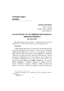 On the History of the Armenian Sanctuaries of Absheron Peninsula (an overview)