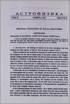 Spectral signatures of Solar structures
