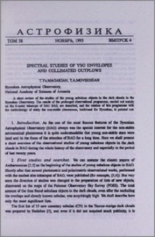 Spectral studies of YSO envelopes and collimated outflows