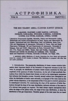 The ESO nearby Abell cluster survey (ENACS)