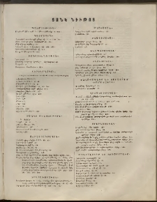 Եւրոպա: Օրագիր ընտանեկան, 1860, Ցանկ նիւթոց