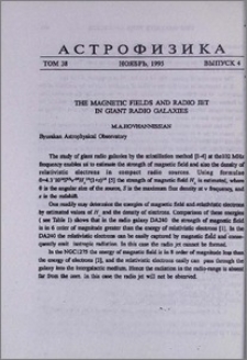 The magnetic fields and radio jet in giant radio galaxies