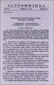 Trapezium type multiple stars - instable systems