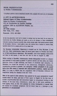 Book presentation: „A life in Astrophysics“