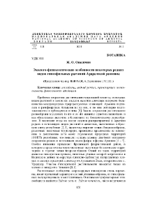 Эколого-физиологические особенности некоторых редких видов гипсофильных растений Араратской равнины