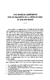 Une homélie arménienne sur transitus de la mére de Dieu et sur son image