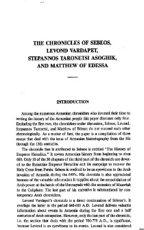 The Chronicles of Sebeos, Levond Vardapet, Stepannos Asoghik, and Matthew of Edessa