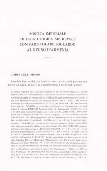 Mistica imperiale ed escatologica medievale con particalare riguardo al regno d'Armenia
