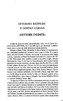 Ottorine Respighi e Gostan Zarian «Lettere inedite»