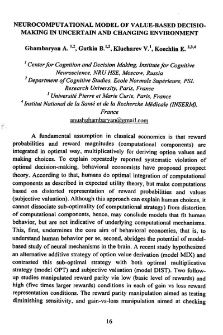 Neurocomputational model of value-based Decision-Making in uncertain and changing environmnent