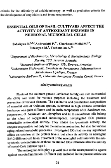 Essential oils of basil cultivars affect the activity of antioxidant enzymes in neuronal microglial cells