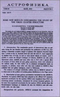 Some new results concerning the study of the Virgo cluster structure