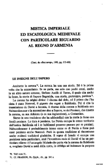 Mistica imperiale ed escatologica medievale con particalare riguardo al regno d'Armenia