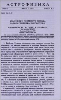 Изменение плотности потока радиоисточника Кассиопея-A