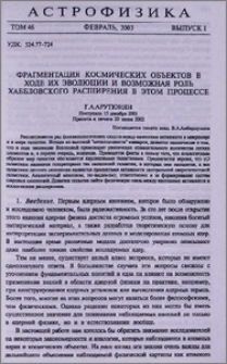 Фрагментация космических объектов в ходе их эволюции и возможная роль Хаббловского расширения в этом процессе