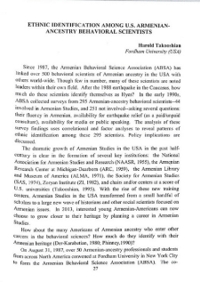 Ethnic identification among U.S. Armenian ancestry behavioral scientists