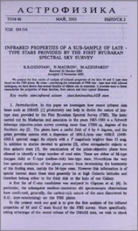 Infrared properties of a sub-sample of late-type stars provided by the First Byurakan specrtal sky survey