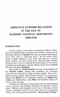 Armenian Kurdish relations in the era of Kurdish National Movements (1890-1930)