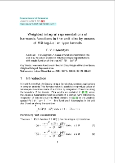 Weighted integral representations of harmonic functions in the unit disc by means of Mittag-Leffler type kernels