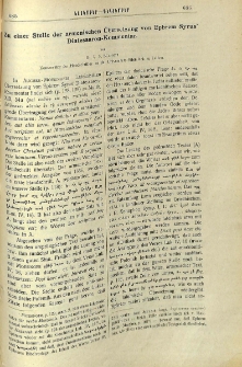 Zu einer Stelle der armenischen Übersetzung von Ephrem Syrus' Diatessaron-Kommentar