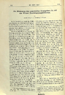 Die Miniaturen des armenischen Evangeliars Nr. 697 der Wiener Mechitharistenbibliothek