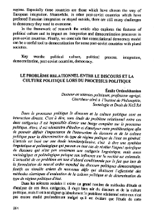 Le probleme relationnel entre le discours et la culture politique lors du processus politique
