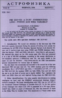 FBS 2213+421: A dust-enshrouded long-period AGB Mira variable?