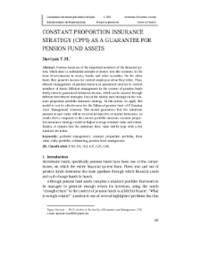 Constant Proportion Insurance Strategy (CPPI) as a Guarantee for Pension Fund Assets