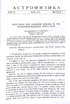 Solutions for massless bosons in the Mannheim-Kazans space-time