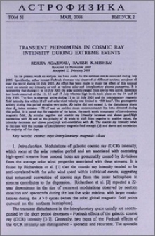 Transient phenomena in cosmic ray intensity during extreme events