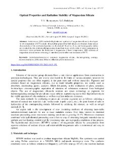 Optical Properties and Radiation Stability of Magnesium Silicate