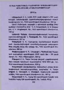 ՀՀ ԳԱԱ Պատմության ինստիտուտի գիտաշխատողների 2010-2012 թթ. հրատարակություններ