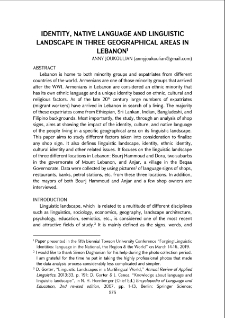 Identity, Native Language and Linguistic Landscape in three Geographical Areas in Lebanon