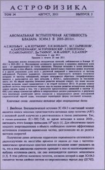 Аномальная вспышечная активность блазара 3C454.3 в 2005-2011 гг.
