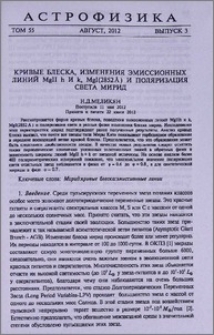 Кривые блеска, изменения эмиссионных линий MgII h и k,MgI(2852Å) и поляризация света мирид