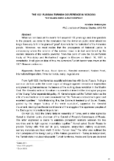 The 1921 Russian-Turkish Conference In Moscow: 100-Years Ago: A Retrospect