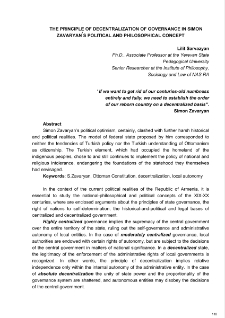 The Principle Of Decentralization Of Governance In Simon Zavaryan’s Political And Philosophical Concept