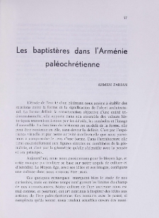 Les Baptisteres dans I'Armenie paleochretienne