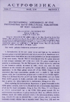 Environmental dependence of five photometric band structural parameters of Main galaxies