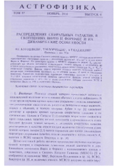 Распределение спиральных галактик в скоплениях Вирго и Форнакс и их динамические особенности