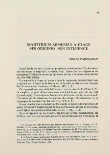Martyrium Armeniem a Etage, Ses Origines. Son Influence