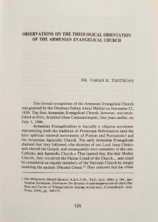 Observations on the Theological Orientation of the Amenian Evngelical Church
