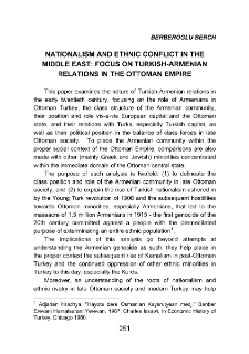 Nationalism and ethnic conflict in the Middle East: focus on Turkish-Armenian relations in the Ottoman Empire