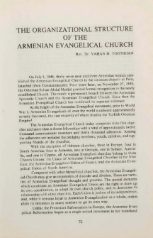 The Organizational Structure of the Armenian Evangelical Church