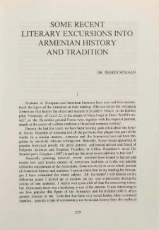 Some Recent literary excursions into Armenian history and tradition