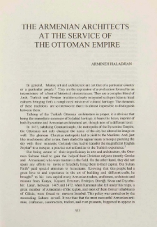 The Armenian Architects at the Service of the Ottoman Empire